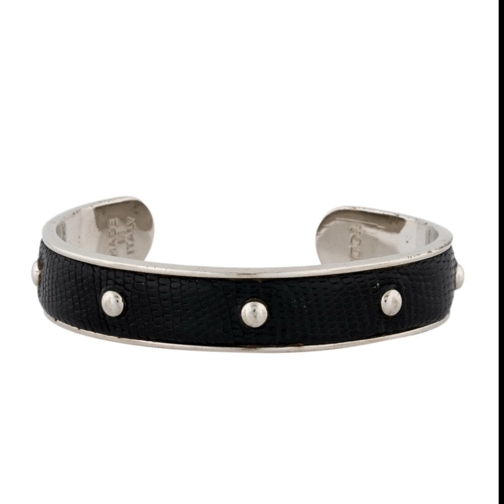 Tod’s Black and Silver Studded Cuff Bracelet